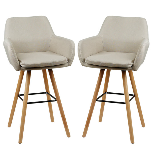 Barkrukken – Barstoelen – Krukken – Barhockers – Barkrukken Set – Scandinavisch – Stoffen Bekleding – Met Rugleuning en Armleuning – Hoge Zithoogte 104 cm – Comfortabel & Stevig