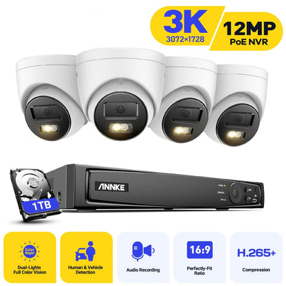 Beveiligingscamera Set – Camerabewaking – Bewakingscamera – IP Camera Set – CCTV Systeem – 4 x 3K PoE Camera’s – 1TB Opslag – Kleurennachtzicht & Persoons- en Voertuigdetectie