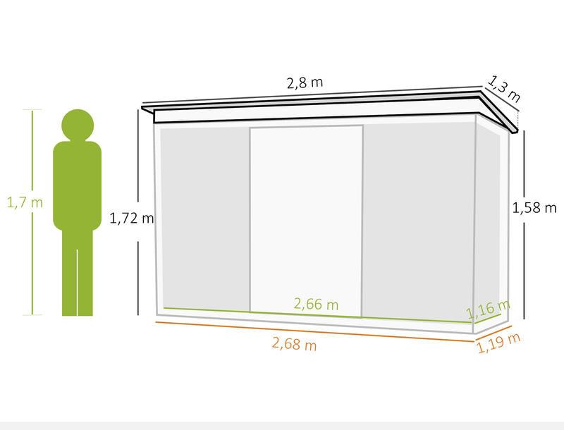 Metalen Buitenschuur – Tuinberging – Opslagschuur – Schuurtje – Garagebox – Extra Ruim 6,3 m³ – Stevige Constructie – Schuifdeur – Weerbestendig – Puntdak – Eenvoudige Montage – Verplaatsbaar – Antraciet Donkergroen Zwart