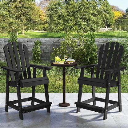 Adirondack stoel – hoge tuinstoel – balkonstoel – terrasstoel – barstoel – weerbestendig HDPE – met voetensteun zwart