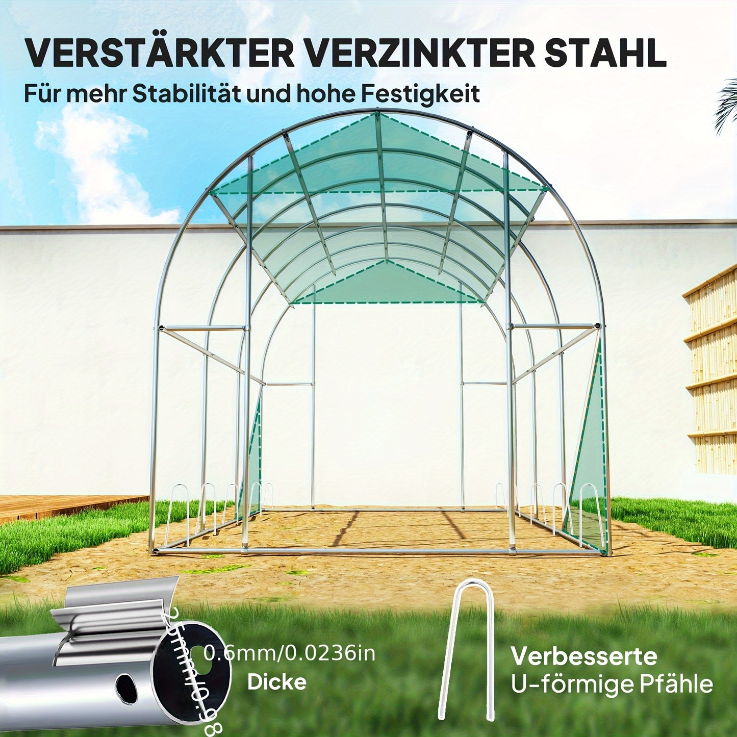 Kas – Tuinkas – Groentetunnel – Hobbykas – Kweekkas – 3x2x2m – UV-bestendig Plastic – 6 Ventilatieraampjes & Rolluikdeur