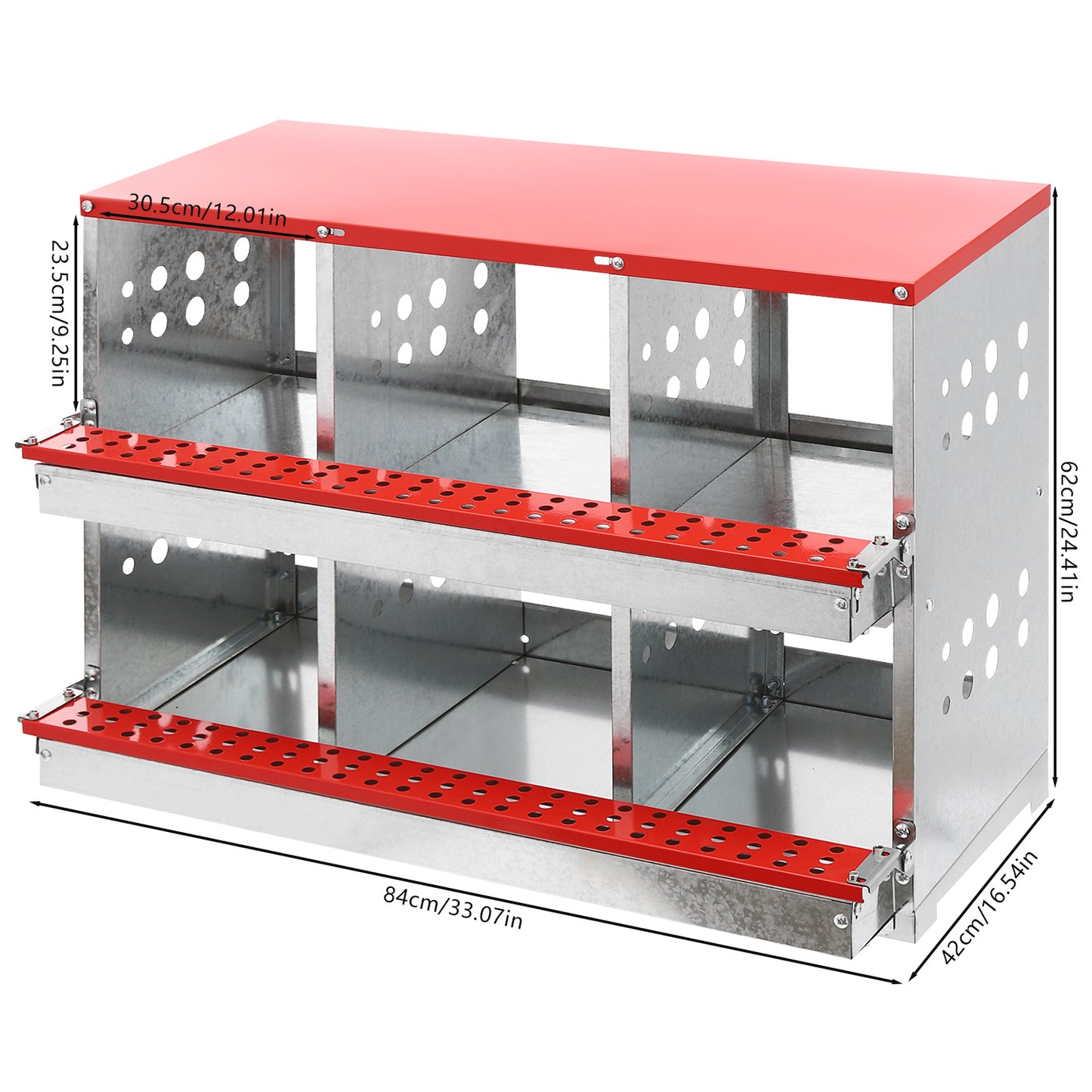 Broedhok Kip – Kippennest – Legnest – Nestkast – Kippenhok Nest – Vrijstaand Met 6 Compartimenten – Gegalvaniseerd Staal en Ventilatie Openingen