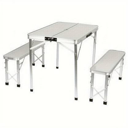 Tafel- En Stoelset Voor Buiten – Picknicktafel – Campingset – Klaptafel – Klapbanken – Aluminium Frame – Compact Opvouwbaar