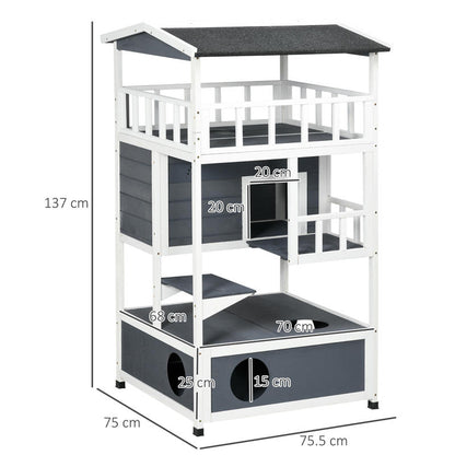 t Cat House Cat Hut Outdoor Cat House, Weather-, 75.5cm x 75cm x 137cm, Yellow