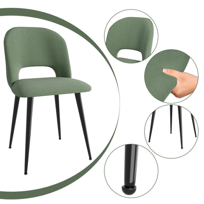 Eetkamerstoelen – Keukenstoelen – Eettafelstoelen – Stoelen – Kuipstoelen – Gestreepte Katoenen Bekleding – Stevige Metalen Poten – Set Van 4 – Groen