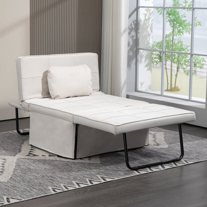 Fauteuil – Relaxstoel – Lounge Fauteuil – Chaise Longue – Poef – 3-in-1 Multifunctioneel – Verstelbare Rugleuning 5 Standen – Zachte Linnen Bekleding