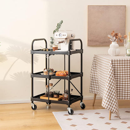 Gereedschapswagen – Werkplaatswagen – Rolwagen – Opbergwagen – Trolley – Met 3 Lagen – Inklapbaar – Met 4 Zwenkwielen – Stevig Metalen Frame