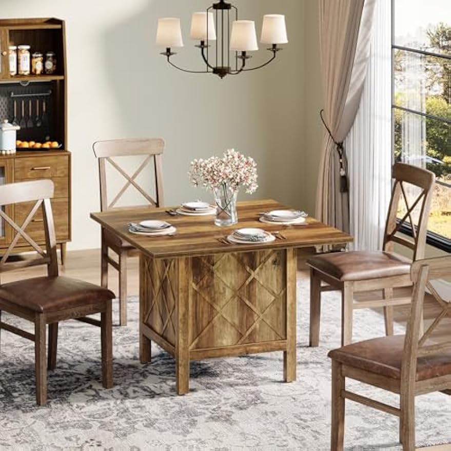 Eettafel – Tafel – Dinertafel – Keukentafel – Landelijke Tafel – Massief Houten Blad – Stevige X-Vormige Onderstel Met Metalen Beugels – Geschikt Voor 4 Personen – Rustieke Warme Houtnerf Afwerking