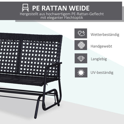 Tuinwip 2 Persoons – Schommelbank – Swingbank – Buitenbank – Tuinbank – Weerbestendig Poly Rattan – Comfortabele Afneembare Kussens