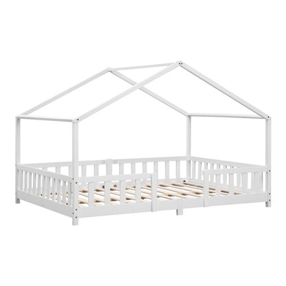 Kinderbed – Kinderbedje – Peuterbed – Huisbed – Bedhuisje – 120x200 cm – Massief Dennenhout Met Valbeveiliging