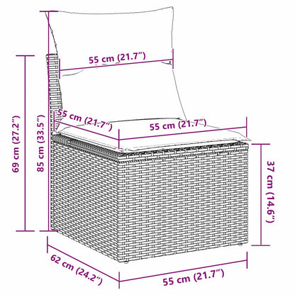 Tuinbank – Buitenbank – Loungeset – Tuinmeubel – Modulaire Tuinbank – Weerbestendig Kunststof Rattan – Verstelbare Pooten - Zwart