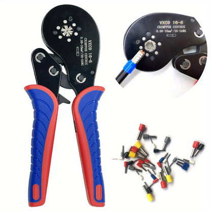 Krimptang – Ratelkrimptang – Kabelkrimptang – Adereindhulzentang – Elektricienstang – Ergonomische Antislip Handgrepen – Geschikt Voor 0,08-16 mm² Kabels
