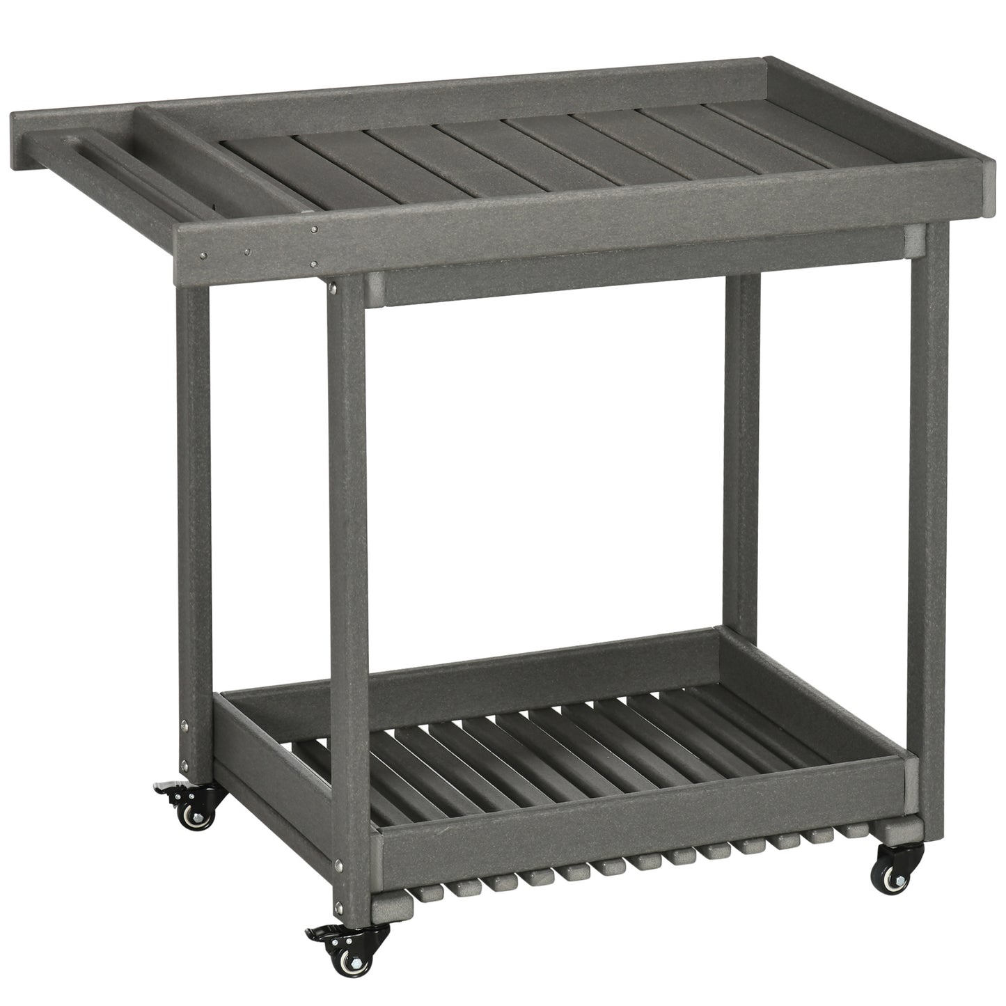 Tuinwagen – Tuintrolley – Serveerwagen – Bolderkar – Opbergen – 2 Ruime Planken – Water- en Corrosiebestendig HDPE