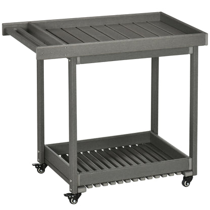 Tuinwagen – Tuintrolley – Serveerwagen – Bolderkar – Opbergen – 2 Ruime Planken – Water- en Corrosiebestendig HDPE