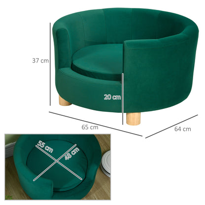 Hondenbank – Honden Sofa – Huisdierenbank – Kattenbank – Kleine Hondenbank – Groen – Wasbare Hoes – Stevige Houten Poten