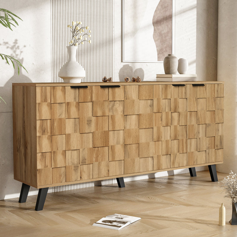 Modern Sideboard with 4 Doors, 160.5 X 35.5 X 78 Cm – Practical Design for Living Room, Bedroom, And Dining Room