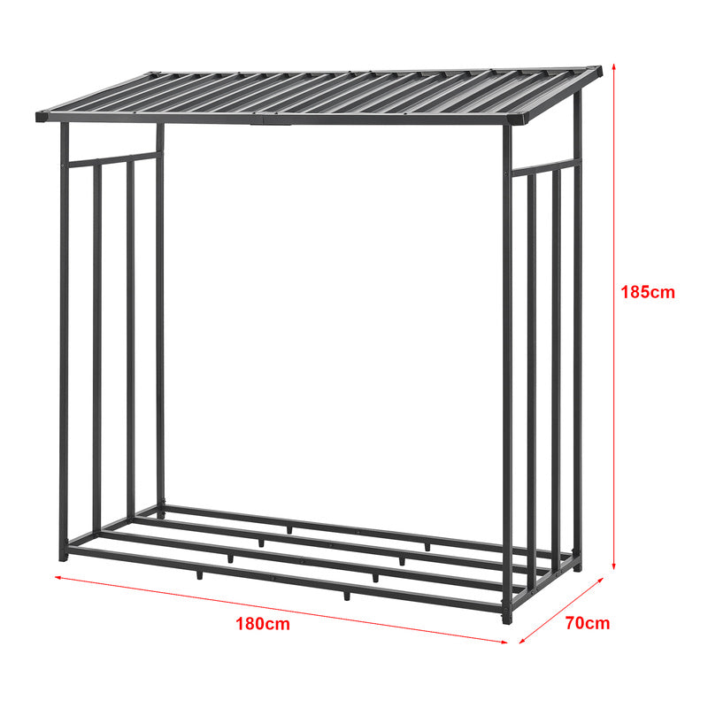 Houtopslagrek – Brandhoutrek – Haardhout Opbergrek – Buiten Houtopslag – Metalen Houtrek – Weerbestendig – 145x143x70 cm