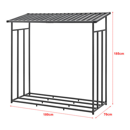 Houtopslagrek – Brandhoutrek – Haardhout Opbergrek – Buiten Houtopslag – Metalen Houtrek – Weerbestendig – 145x143x70 cm