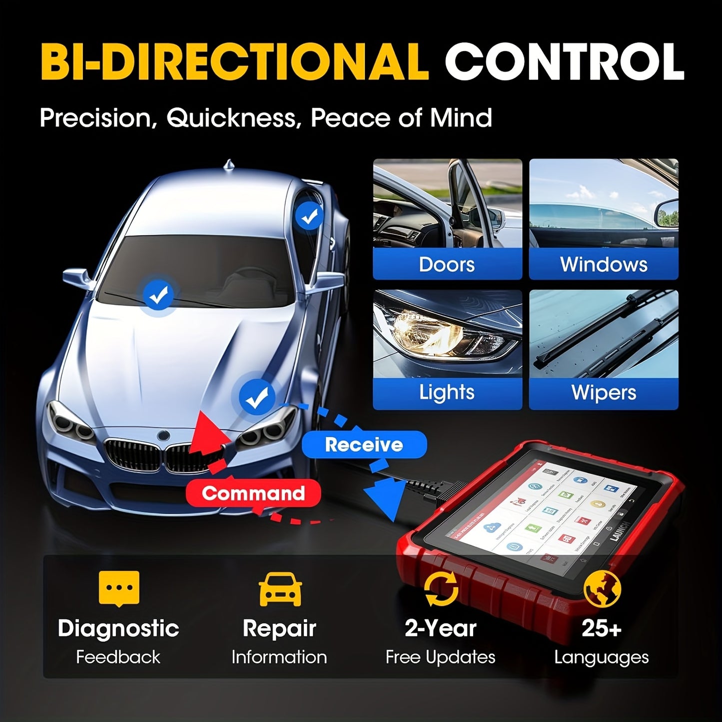 Autodiagnoseapparaat – Diagnose Tool – Auto Scanner – Foutcode Lezer – Reparatie Scanner – Dual-Channel Diagnose – 38+ Servicefuncties – ECU-Codering – CANFD & DoIP Ondersteuning