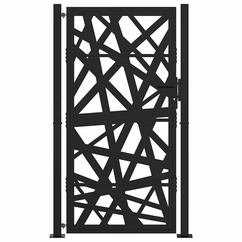 Poort – Tuinpoort – Toegangspoort – Gaaspalenz – Slagpoort – Zwart Stalen Poort – Ingebouwde Verlichting – 105x180 cm