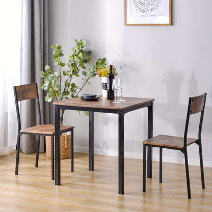 Eethoek – Zitgroep – Dinerset – Tafel Met 2 Stoelen – Balkonmeubilair – Compact En Praktisch – Massief Hout En Metaal