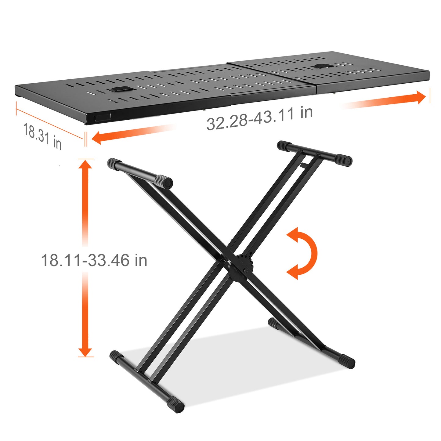 Mobiele DJ-tafel – Draagbare DJ-standaard – Keyboardtafel – Verstelbare DJ-tafel – Mobiele DJ Setup – Verstelbare Hoogte – Dubbel X-Frame Stalen Onderstel