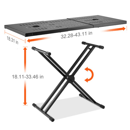 Mobiele DJ-tafel – Draagbare DJ-standaard – Keyboardtafel – Verstelbare DJ-tafel – Mobiele DJ Setup – Verstelbare Hoogte – Dubbel X-Frame Stalen Onderstel