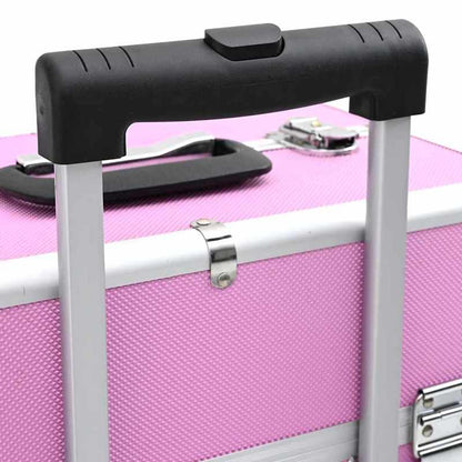 Make-up Organizer – Make-up Opberger – Cosmetica Opberger – Make-up Kast – Make-up Box – Roze Variant – Uitbreidbaar Met 4 Niveaus – Duurzame Aluminium Constructie Met Wieltjes