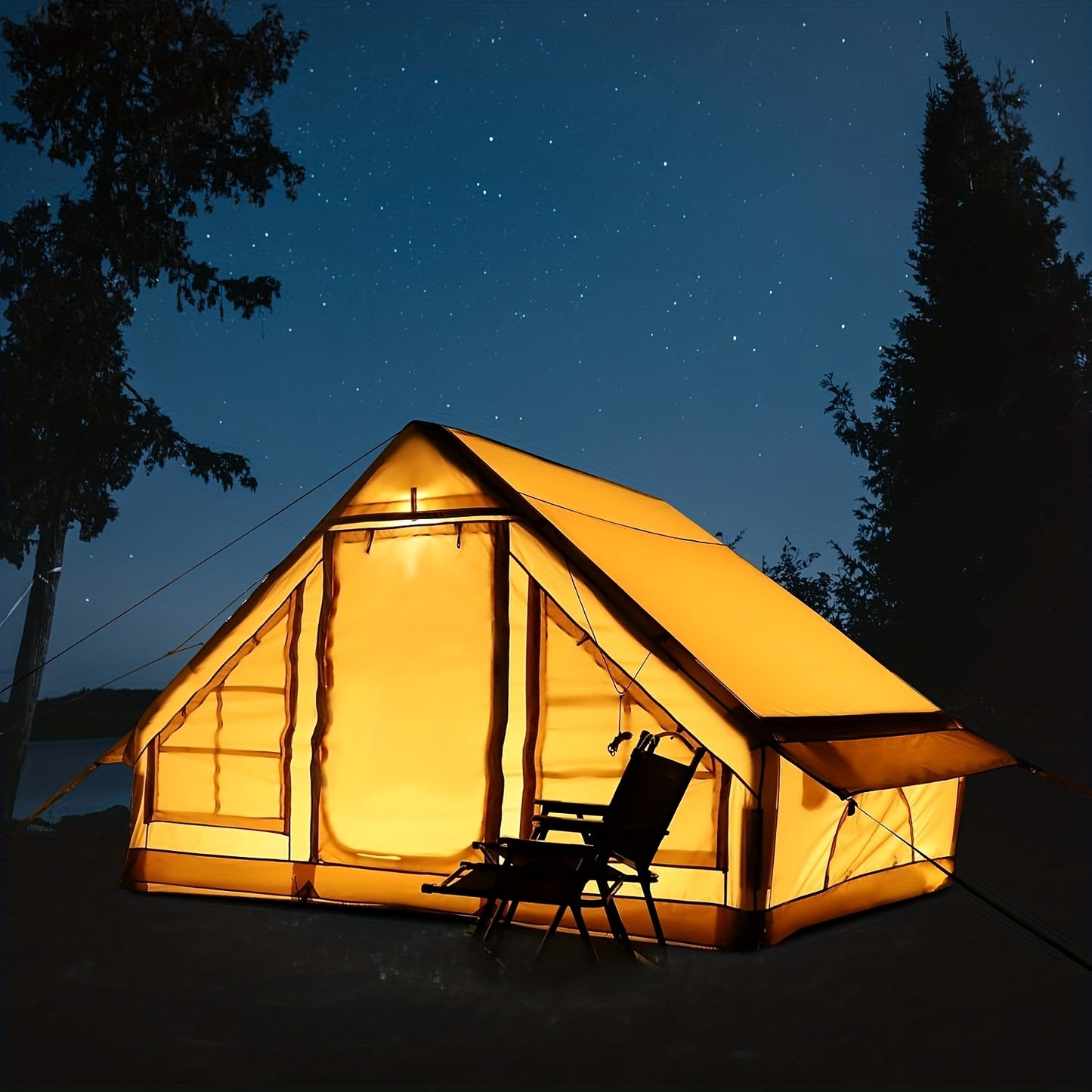 Opblaasbare Tent – Camping Tent – Lucht Tent – Luxe Tent – Festival Tent – Upgrade Versie Met Schoorsteenopening – 300x200x200 cm – Hoogwaardig 420D Oxford Stof