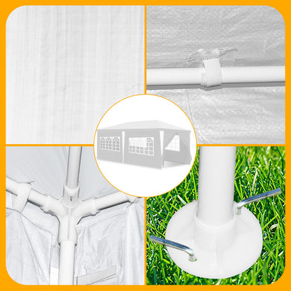 Partytent – Tuinpaviljoen – Feesttent – Tuintent – Paviljoen – 3x6 Meter – Waterdicht PE Materiaal – Met Zijwanden en UV Bescherming - Wit