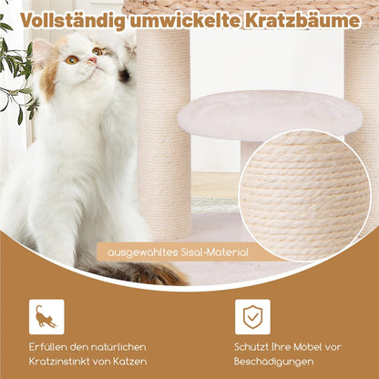 Krabpaal – Kattenkrabpaal – Kattenboom – Krabmeubel – Krabton – 104 cm Hoog – Met Kattenhol & Sisal Bekleding