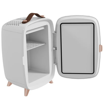 Mini Koelkast – Cosmetica Koelkast – Mini Bar – Koelkastje – Draagbare Koelkast – 6L Inhoud – Verlichte Make-up Spiegel – Stil Geluid – Wit