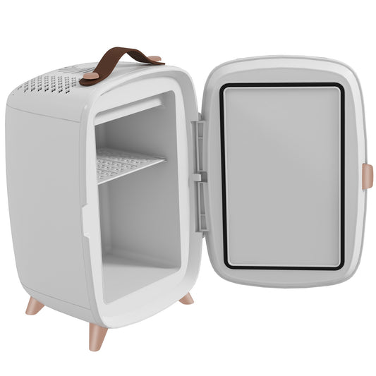 Mini Koelkast – Cosmetica Koelkast – Mini Bar – Koelkastje – Draagbare Koelkast – 6L Inhoud – Verlichte Make-up Spiegel – Stil Geluid – Wit