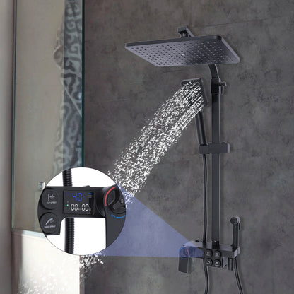 Thermostatic black shower head set, suitable for all kinds of bathrooms, Copper, Black