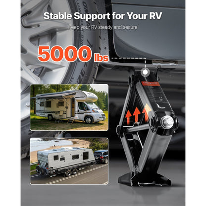 Schaarhevel RV – Caravan Stabilisator – Camper Lift – Verstelbare Steun – Zwarte Set – Draagvermogen 2270 kg – Hoogte 10-59 cm