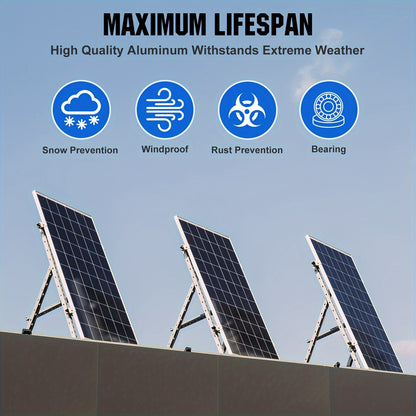 Verstelbare Zonnepaneel Steunen – Solar Panel Beugels – Montage Beugels – Zonnepanelen Montageset – Balkon Steunen – Aluminium Constructie – Kantelbaar 0°-90° – Tot 114 cm