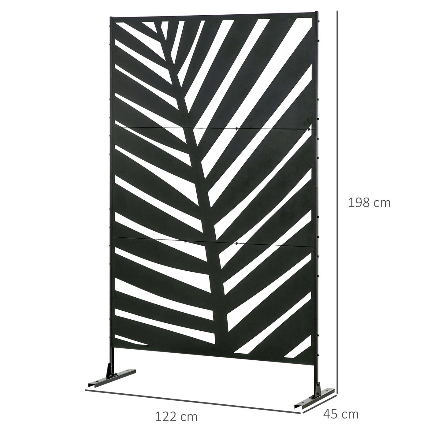 Tuinscherm – Schutting – Privacy Scherm – Balkon Afsluiting – Tuinafscheiding – Stijlvol Mat Zwart – Epoxy Staal Weerbestendig – 122x45x198 cm