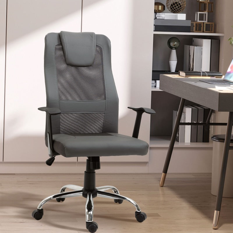 Ergonomische Bureaustoel – Bureaustoel – Werkstoel – Kantoormeubilair – Draaistoel – Grijs – 360° Draaibaar – Verstelbare Zithoogte – Max. 120 kg