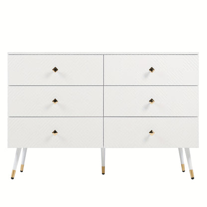 Modern 6 Drawer Chest Of Drawers - 120x40x80cm - Ideal for Bedroom And Living Room, Storage Drawer Units