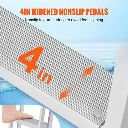 Steigerladder – Steigertrap – Bootladder – Dockladder – Aluminium Ladder – Verstelbare Hoogte 170-200 cm – 5 Antislip Treden