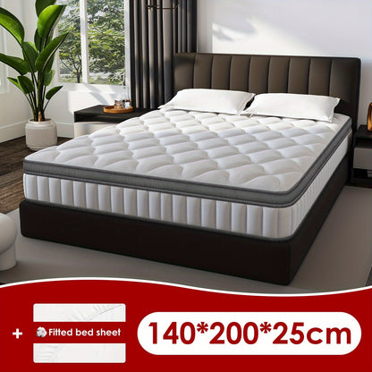 Gronfont Mattress 90x190 Cm, Height 25cm, Premium Pocket Spring Mattress, Ergonomic 7-zone Mattress, (breathable), Spring Mattress With Fitted Sheet, Firmness Level H3, Mattress For Adults