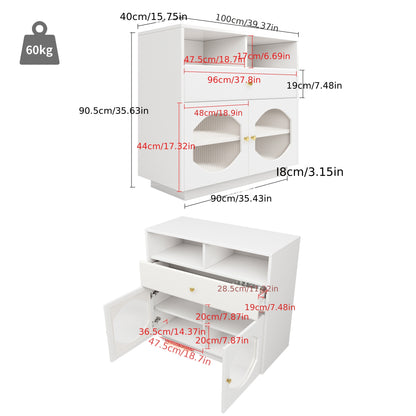 Opbergkast – Opbergmeubel – Kast – Dressoir – Bergkast – Modern Wit – 2 Deuren & Lade – Vrijstaand – 3,2+ Kubieke Voet – Eenvoudige Montage – Duurzaam