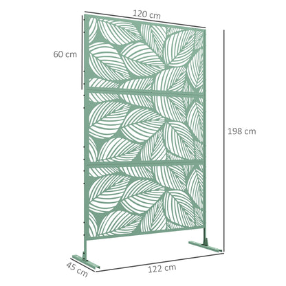Tuinscherm – Privacyscherm – Schutting – Tuinafscheiding – Windscherm – Groen Metalen Bladmotief – 122 x 45 x 198 cm – Duurzaam Epoxy Coating