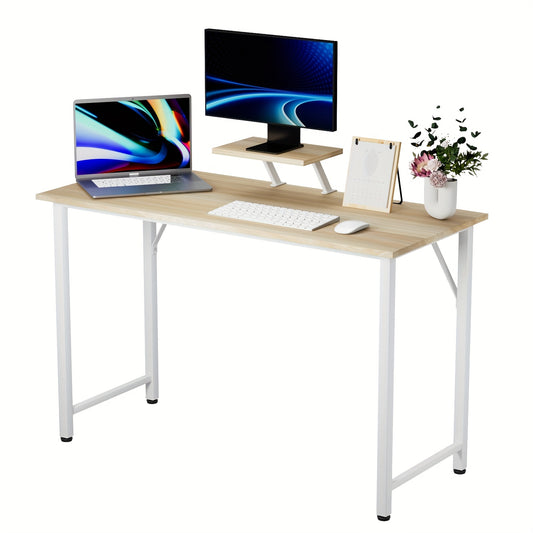 Compact Computer Bureau – Werktafel – Studietafel – Bureau Met Monitorstandaard – Schrijftafel – E1 Hout – Stalen Frame – 100x50x75 cm – Ruimtebesparend Design