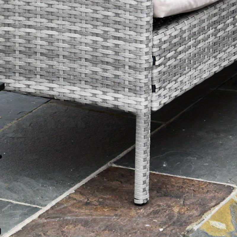 5-Tlg. Gartenmöbel Set, Rattan Sitzgruppe Mit Fußhocker, Metall, Grau, 142 X 60 X 75 Cm