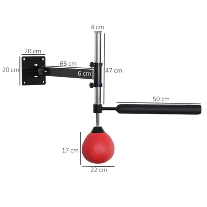 Speedbal – Reflexbal – Bokstrainer – Muurbevestigde Ball – Speedbal Set Rood – Hoogte Verstelbaar – Stevig IJzeren Frame