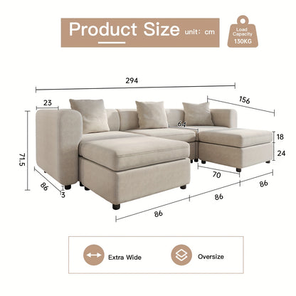 Modulaire Hoekbank – Comfortabele Zitzetel – Loungebank – Sectional Sofa – Moderne Bank – Beige Kleurvariant – Ruime Zitplaatsen – Eenvoudige Montage