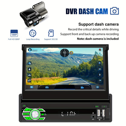 Autoradio – Autoradio met Touchscreen – Auto Multimedia Speler – Auto Stereo Systeem – Android Autoradio – 7 Inch Uitschuifbaar HD Touchscreen – Ingebouwde Dashcam & AHD Achteruitrijcamera