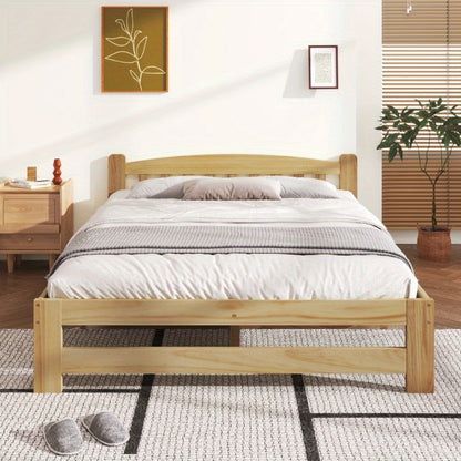 Houten Tweepersoonsbed – Bedframe – Slaapbank – Ledikant – Bedombouw – 140x200 cm – Modern Minimalistisch Design – Hoogwaardige Natuurlijke Houtafwerking