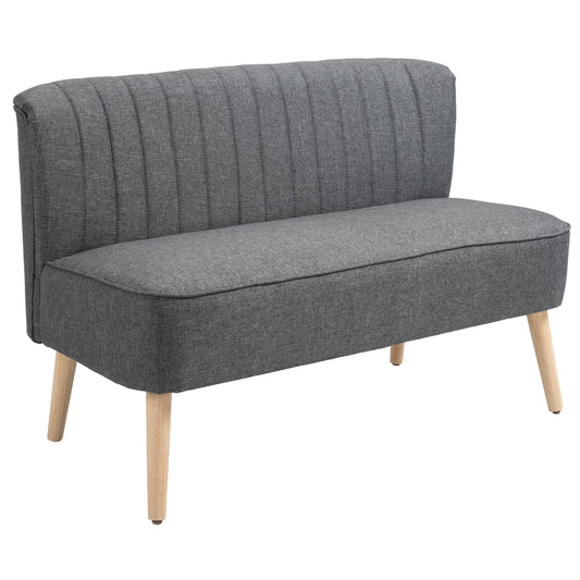 2-zitsbank – Tweezitsbank – Loveseat – Sofa – Zithoekbank – Donkergrijs – Compact formaat 117x56,5x77 cm – Zachte onderhoudsvriendelijke bekleding